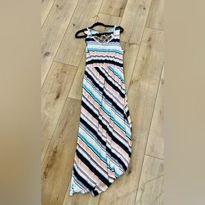 NWOT - Maurice’s Maxi Stripes Dress. Back detailing and pockets!